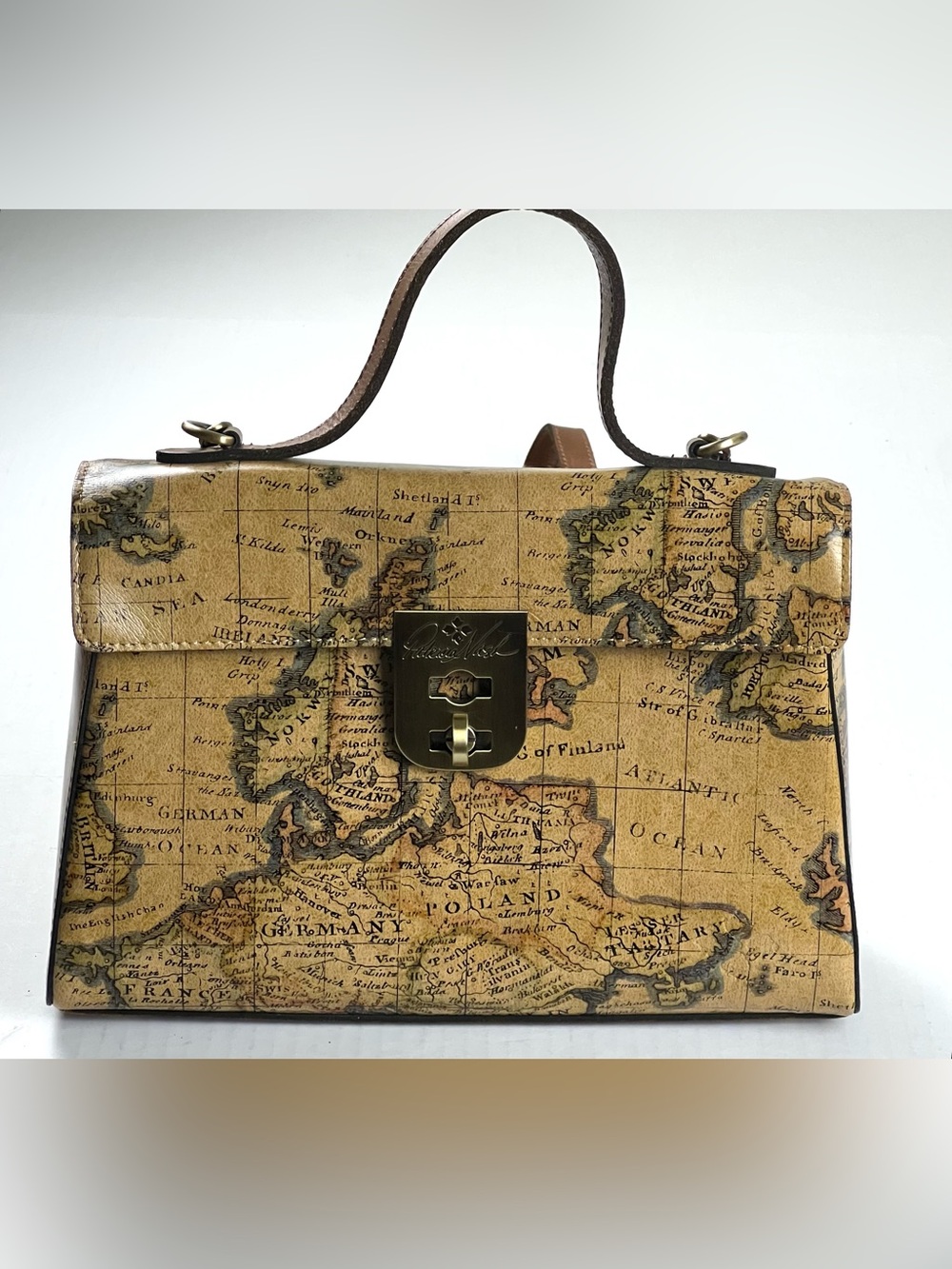 Patricia Nash Signature Map Collection Leather Satchel-Crossbody - Picture 4 of 15